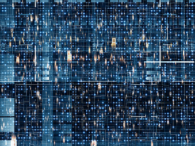 网络的灯光运动屏幕作品几何学网格代码技术数字流动墙纸背景图片