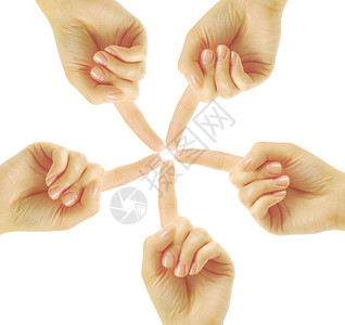 双手捧星星团队合作的双手 形成恒星形状框架团体种族圆圈手指星星社区概念白色多样性背景