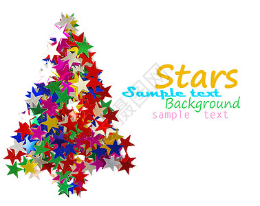 由有色星组成的圣诞树海浪金子插图灯光假期闪光星星季节背景图片