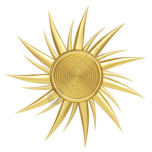 溶胶金色太阳符号在白色上被孤立背景