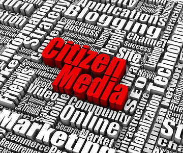 公民媒体一个字白色3d形状社会互联网红色营销社交文字背景图片