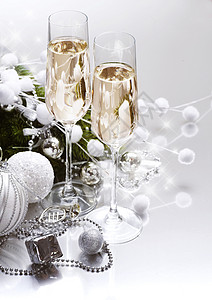 二一四年带香槟的新年贺卡设计夫妻嘶嘶背景卡片假期玻璃火花奢华风格长笛背景