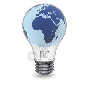 地球灯泡全球能源解决方案创造力科学插图灯泡行星思维活力地球玻璃世界背景