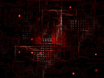 复杂的工业质料黑色技术作品开发虚拟现实网格红色背景图片