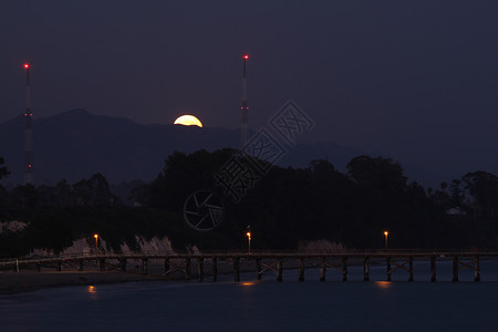 月亮初升满月升月金子月亮黑色圆形天堂辉光宇宙天空背景