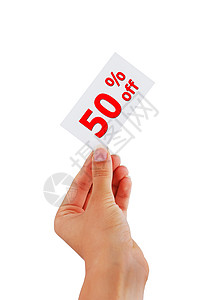 折扣卡拇指绘画红色经理横幅商业零售白色解决方案价格高清图片