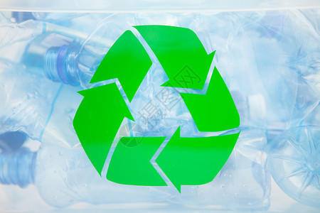 塑料盒上的再循环符号回收保育生态环境救援蓝色塑料全球行星地球背景图片