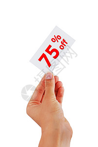 折扣卡女性经理零售解决方案广告拇指白色商业手指绘画背景图片