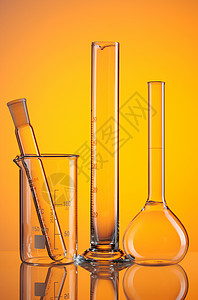 化学火瓶化学品药店测试科学玻璃实验烧杯研究测量橙子高清图片