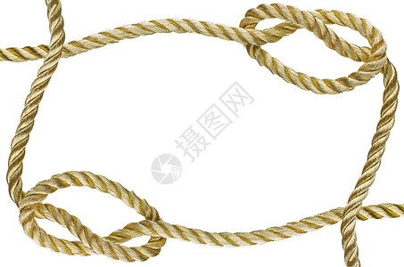 金绳的装饰架子丝带绳索警戒线白色框架航海边界背景图片