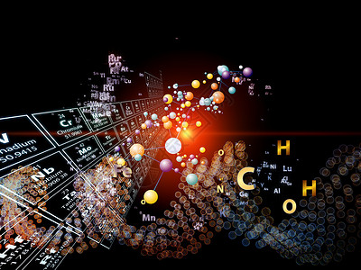 化学元素背景化学元素的舞蹈作品化学药理原子科学教育技术黑色拼贴画实验室背景