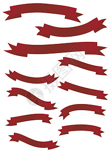 红色横条素材红横条设置庆典插图文凭优胜者绘画边界旗帜红色冠军滚动背景