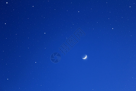 与星月相伴的暗蓝天空背景图片
