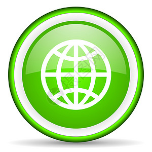 绿色地球图标白色背景上的地球绿色绿光图标全球化网站公司电讯旅行钥匙商业圆形全球按钮背景