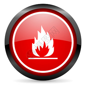 红色火焰图标白色背景上的火焰圆红色闪光图标背景