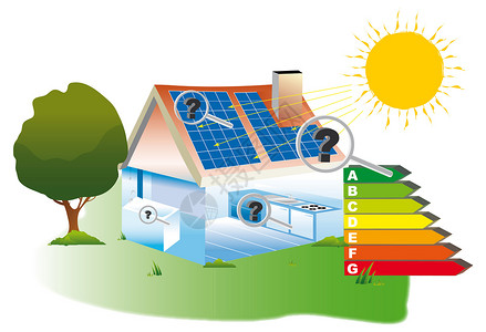 保温一体板房地产诊断白蚁厨房地产太阳能板房产加热石棉能源插图放大镜背景