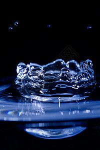 水滴运动液体蓝色海浪波纹传播宏观背景图片