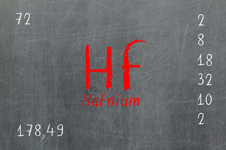 孤立的黑板与元素周期表 Hafniu原子重量物理化学物质气体科学电子教育宇宙背景图片