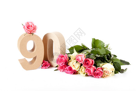 玫瑰床上年龄数字叶子红色粉色工作室花束周年植物纪念日假期生日背景图片