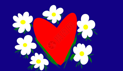 红色的心吸引力婚姻插图花朵婚礼时期性别情人背景图片