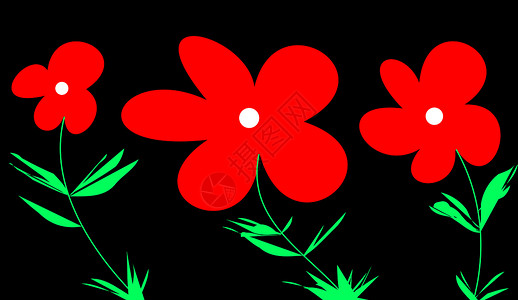 花朵装饰风格红色插图残像背景图片