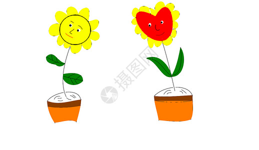 两朵花向日葵插图植物背景图片