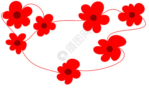 红色抽像花朵插图明信片植物绘画残像艺术红色背景