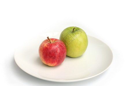 苹果白色水果食物绿色红色背景图片