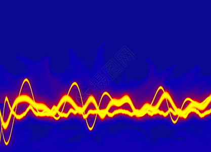 黄色粒子线条能源波浪技术电脑科学蓝色线条音乐黄色光环艺术烧伤背景