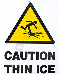 薄冰警告符号风险危险警报安全背景