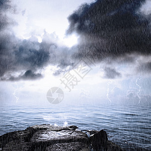 雨云海洋中的暴雨和雷暴背景