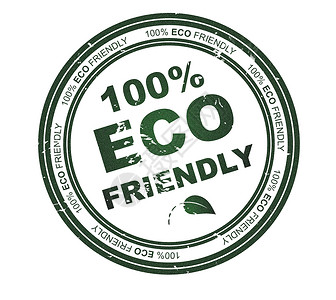 绿色圆形标签带文字的圆形印章 100%生态友好背景