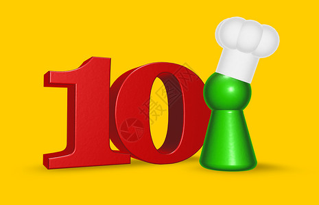 10号厨师食谱烹饪令牌帽子餐厅数学插图菜单食物厨房背景图片