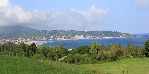 大业景观海滩闲暇全景绿色潮汐国家旅行野浪旅游平底锅荒野背景