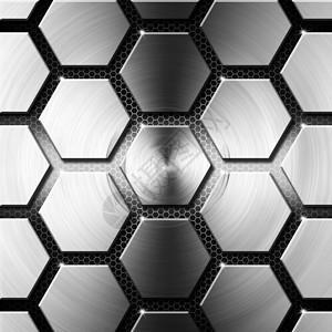 蜂巢网格带有六边形的金属现代背景背景