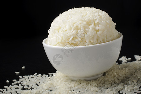 好棒表情包陶瓷碗和打磨大米中的白蒸水稻背景