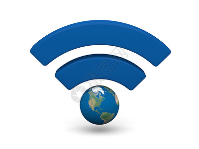 WiFi 符号上网白色网络热点网吧地球行星互联网插图背景图片