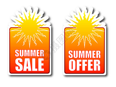 夏季打折标签夏季销售 暑期发售徽章背景