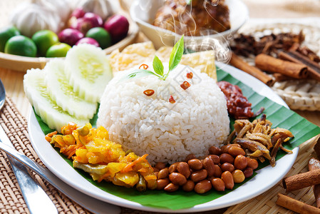 库斯库斯椰浆饭马来西亚菜背景