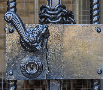 古时门锁和门处理高清图片