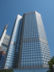 法兰克福的欧洲央行货币联盟地标摩天大楼银行纪念碑背景图片