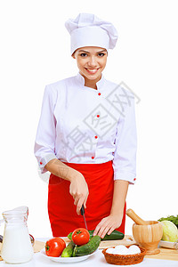 青年烹饪准备食品成人工作美食装潢厨房帽子勺子男人食物职业背景图片