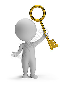 小钥匙3D小人  金钥匙灰色财富财产推介会销售住宅金子服务男人人士背景