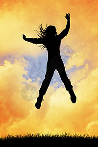 正在跳跃妇女生活快乐太阳幸福行动乐趣自由情感喜悦背景图片
