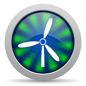 涡轮图标风车图标按钮环境蓝色涡轮刀刃空气生态钥匙力量绿色背景