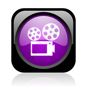 电影 黑紫和紫色广场网络闪光图标背景图片