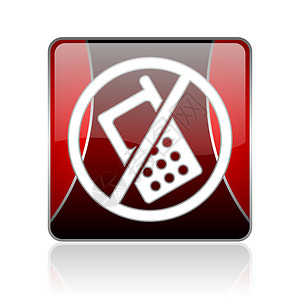 禁止放烟花爆竹没有红方网络光亮的电话图标互联网手机商业白色警报网站标识警告红色适应症背景