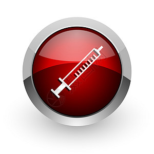 注射器按钮红圆网络光亮图标网站胰岛素钥匙疾病医生疫苗网络细流技术圆圈背景