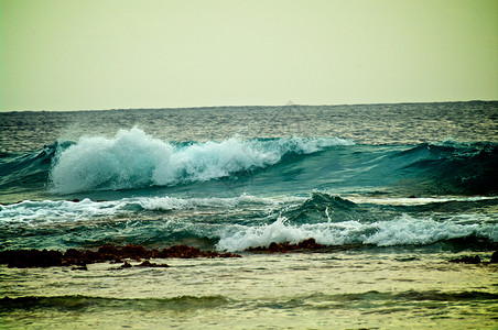 海鲜明档海洋波浪自然海浪热带蓝色飞溅波纹动力冲浪对比度气候背景