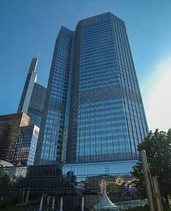 法兰克福的欧洲央行纪念碑银行货币摩天大楼联盟地标背景图片